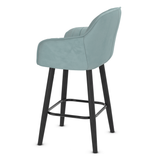 Velvet Bar Stool With Black Wooden Legs - Pinley