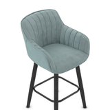 Velvet Bar Stool With Black Wooden Legs - Pinley