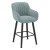 Velvet Bar Stool With Black Wooden Legs - Pinley