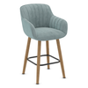 Velvet Bar Stool With Oak Wooden Legs - Pinley