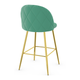 Velvet Bar Stool With Polished Gold Metal Frame - Compton