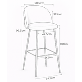 Velvet Bar Stool With Polished Gold Metal Frame - Compton