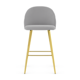 Velvet Bar Stool With Polished Gold Metal Frame - Compton