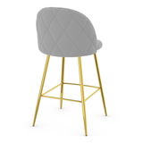 Velvet Bar Stool With Polished Gold Metal Frame - Compton