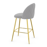 Velvet Bar Stool With Polished Gold Metal Frame - Compton