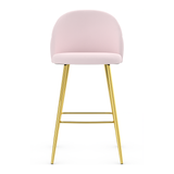 Velvet Bar Stool With Polished Gold Metal Frame - Compton