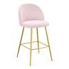 Velvet Bar Stool With Polished Gold Metal Frame - Compton