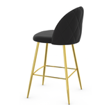 Velvet Bar Stool With Polished Gold Metal Frame - Compton