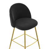 Velvet Bar Stool With Polished Gold Metal Frame - Compton