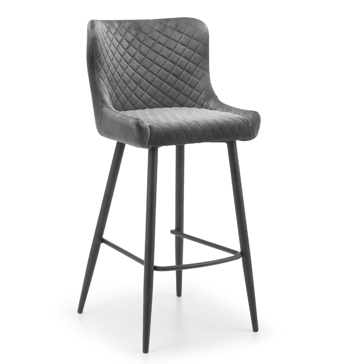 Velvet Bar Stool With Metal Legs - Luxe