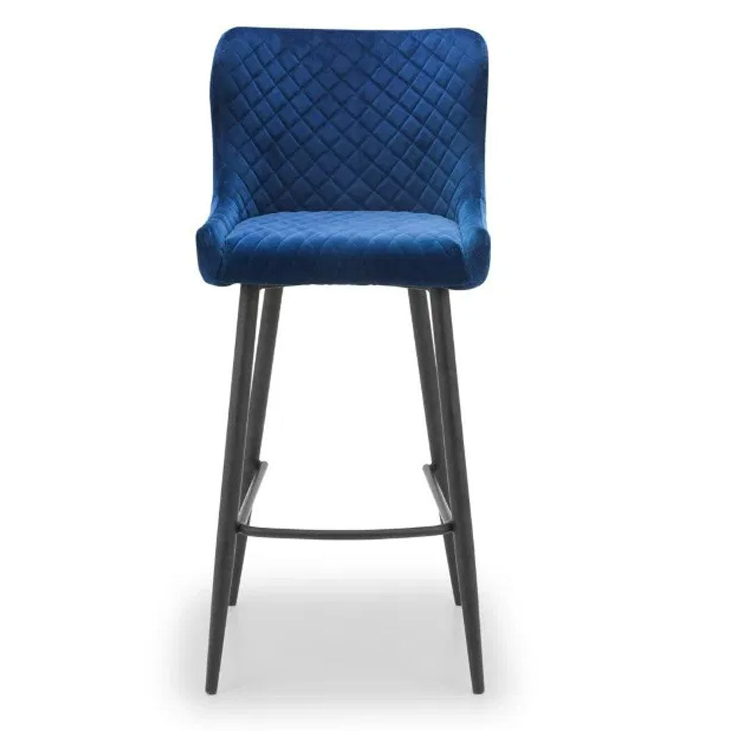 Velvet Bar Stool With Metal Legs - Luxe