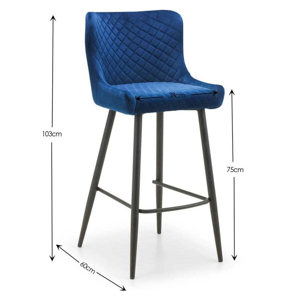 Velvet Bar Stool With Metal Legs - Luxe