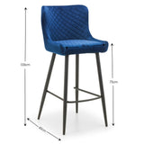 Velvet Bar Stool With Metal Legs - Luxe