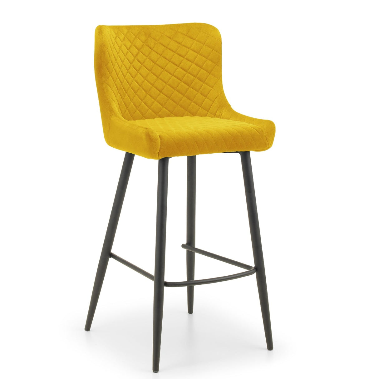Velvet Bar Stool With Metal Legs - Luxe