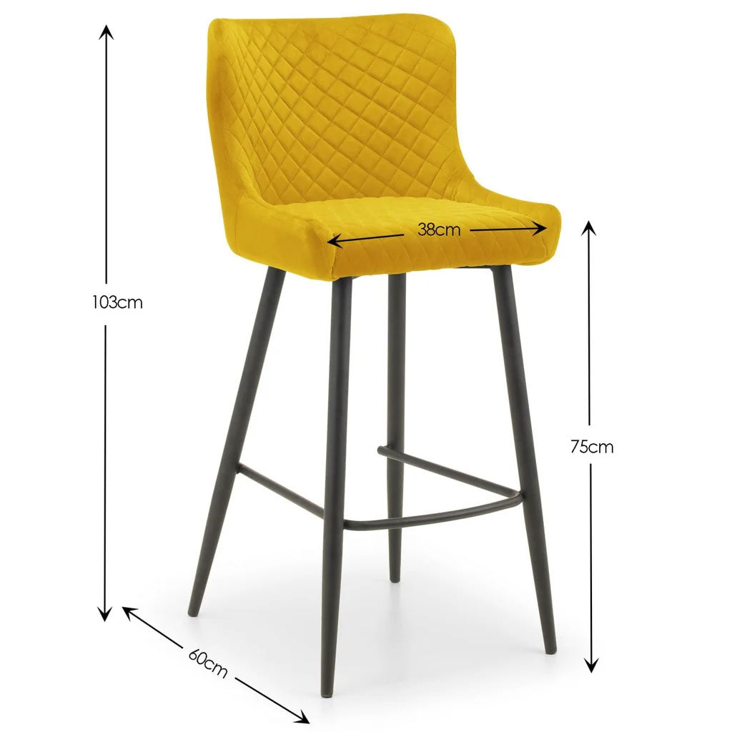 Velvet Bar Stool With Metal Legs - Luxe