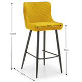 Velvet Bar Stool With Metal Legs - Luxe