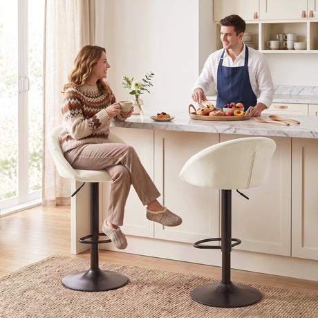 Velvet Bar Stools 51cm Wide in Set Of 2 - Velmora