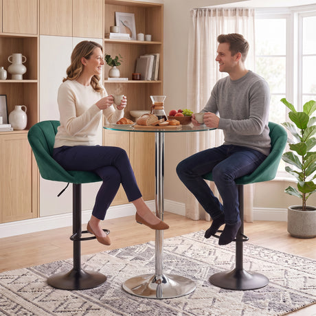 Velvet Bar Stools 51cm Wide in Set Of 2 - Velmora