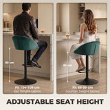 Velvet Bar Stools 51cm Wide in Set Of 2 - Velmora