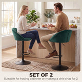 Velvet Bar Stools 51cm Wide in Set Of 2 - Velmora