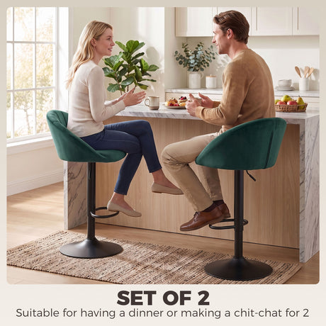 Velvet Bar Stools 51cm Wide in Set Of 2 - Velmora