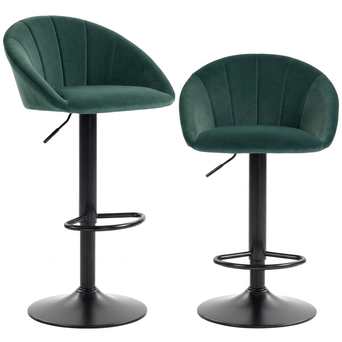 Velvet Bar Stools 51cm Wide in Set Of 2 - Velmora