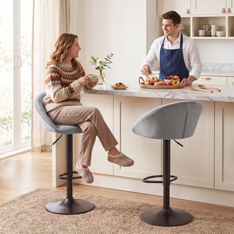 Velvet Bar Stools 51cm Wide in Set Of 2 - Velmora