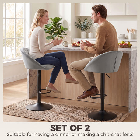 Velvet Bar Stools 51cm Wide in Set Of 2 - Velmora