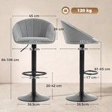 Velvet Bar Stools 51cm Wide in Set Of 2 - Velmora