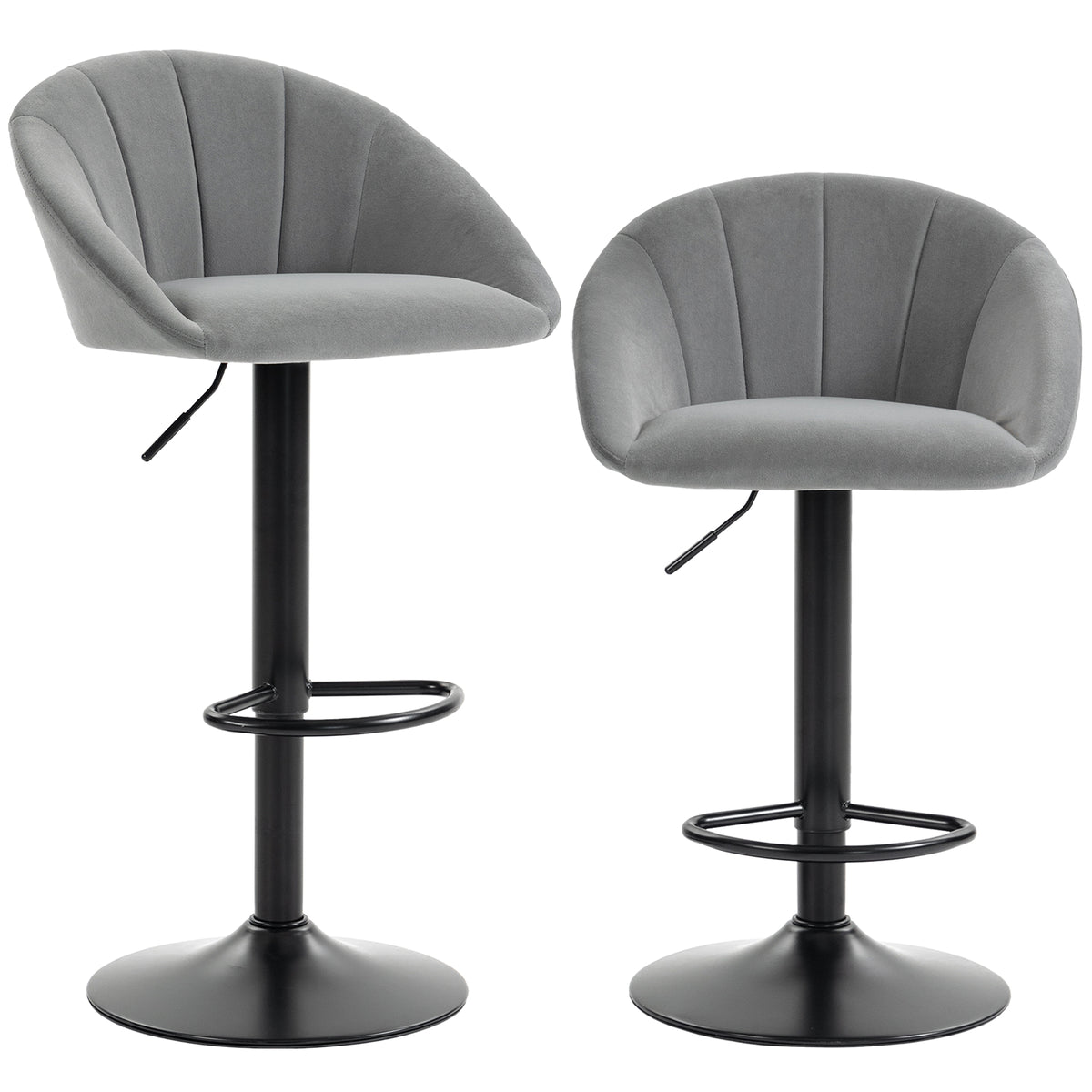 Velvet Bar Stools 51cm Wide in Set Of 2 - Velmora