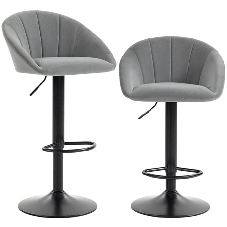 Velvet Bar Stools 51cm Wide in Set Of 2 - Velmora