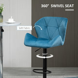 Velvet Bar Stools 57cm Wide in Set Of 2 With Metal Frame Footrest - Velmora
