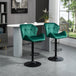 Velvet Bar Stools 57cm Wide in Set Of 2 With Metal Frame Footrest - Velmora