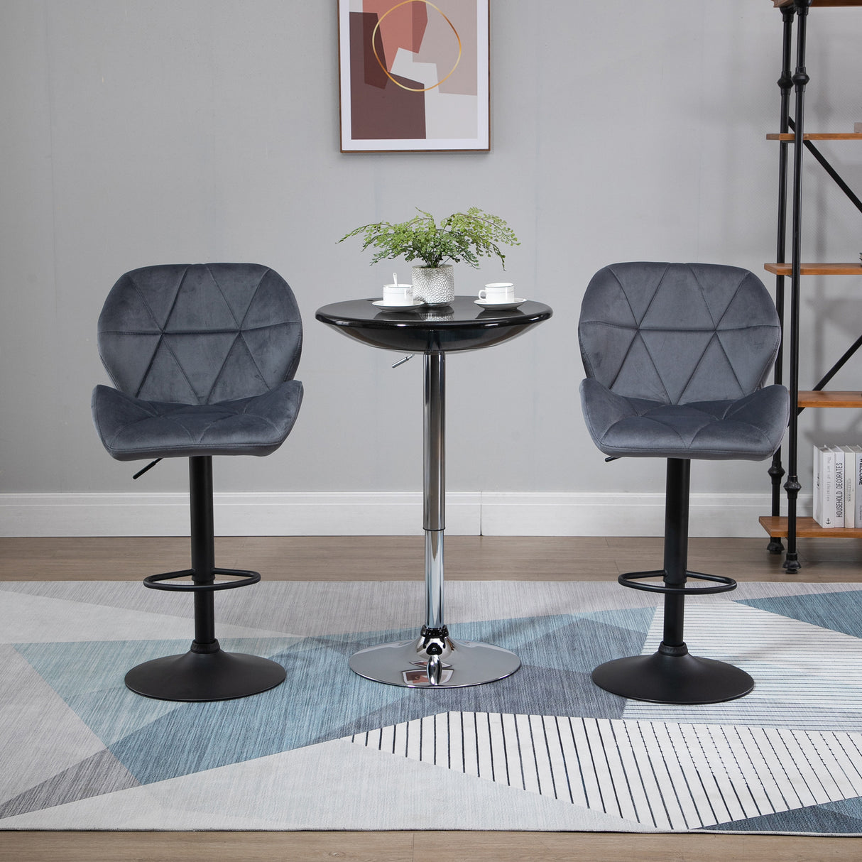 Velvet Bar Stools in Set Of 2 With Metal Frame Footrest - Velmora