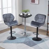 Velvet Bar Stools in Set Of 2 With Metal Frame Footrest - Velmora