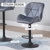 Velvet Bar Stools in Set Of 2 With Metal Frame Footrest - Velmora