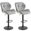 Velvet Bar Stools in Set Of 2 With Metal Frame Footrest - Velmora