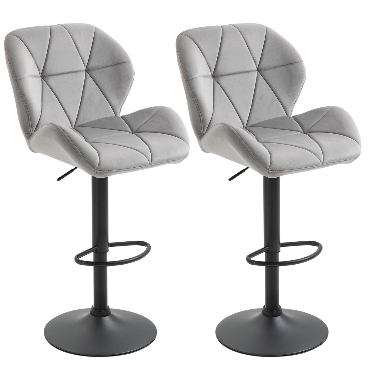 Velvet Bar Stools in Set Of 2 With Metal Frame Footrest - Velmora