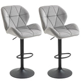 Velvet Bar Stools in Set Of 2 With Metal Frame Footrest - Velmora