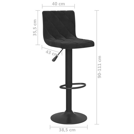 Velvet Bar Stools in Set Of 2 With Black Base - Vantage Home