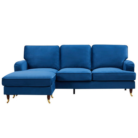 Velvet Corner Sofa 218cm Wide Reversible - Kensington Home