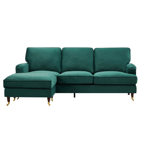 Velvet Corner Sofa 218cm Wide Reversible - Kensington Home