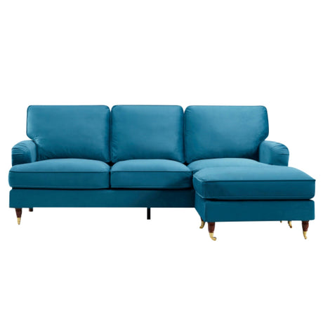 Velvet Corner Sofa 218cm Wide Reversible - Kensington Home