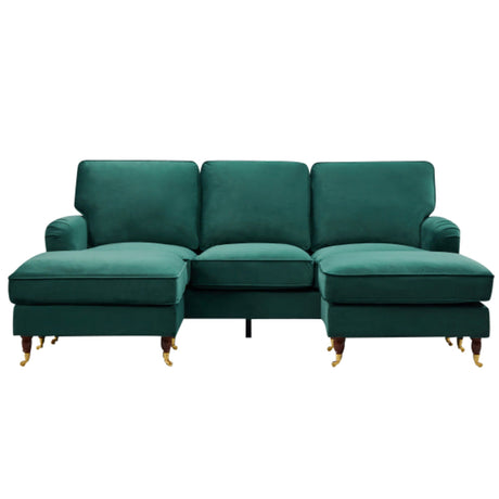 Velvet Corner Sofa 218cm Wide U Shaped - Kensington Home