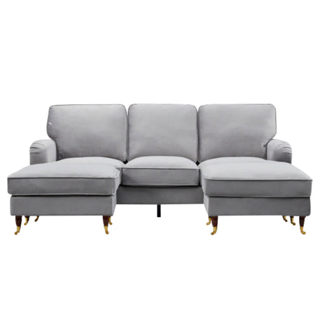 Velvet Corner Sofa 218cm Wide U Shaped - Kensington Home