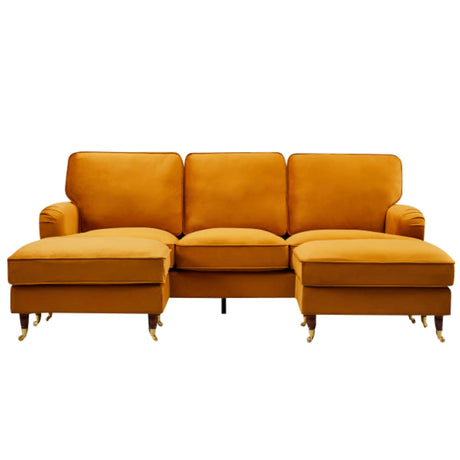 Velvet Corner Sofa 218cm Wide U Shaped - Kensington Home