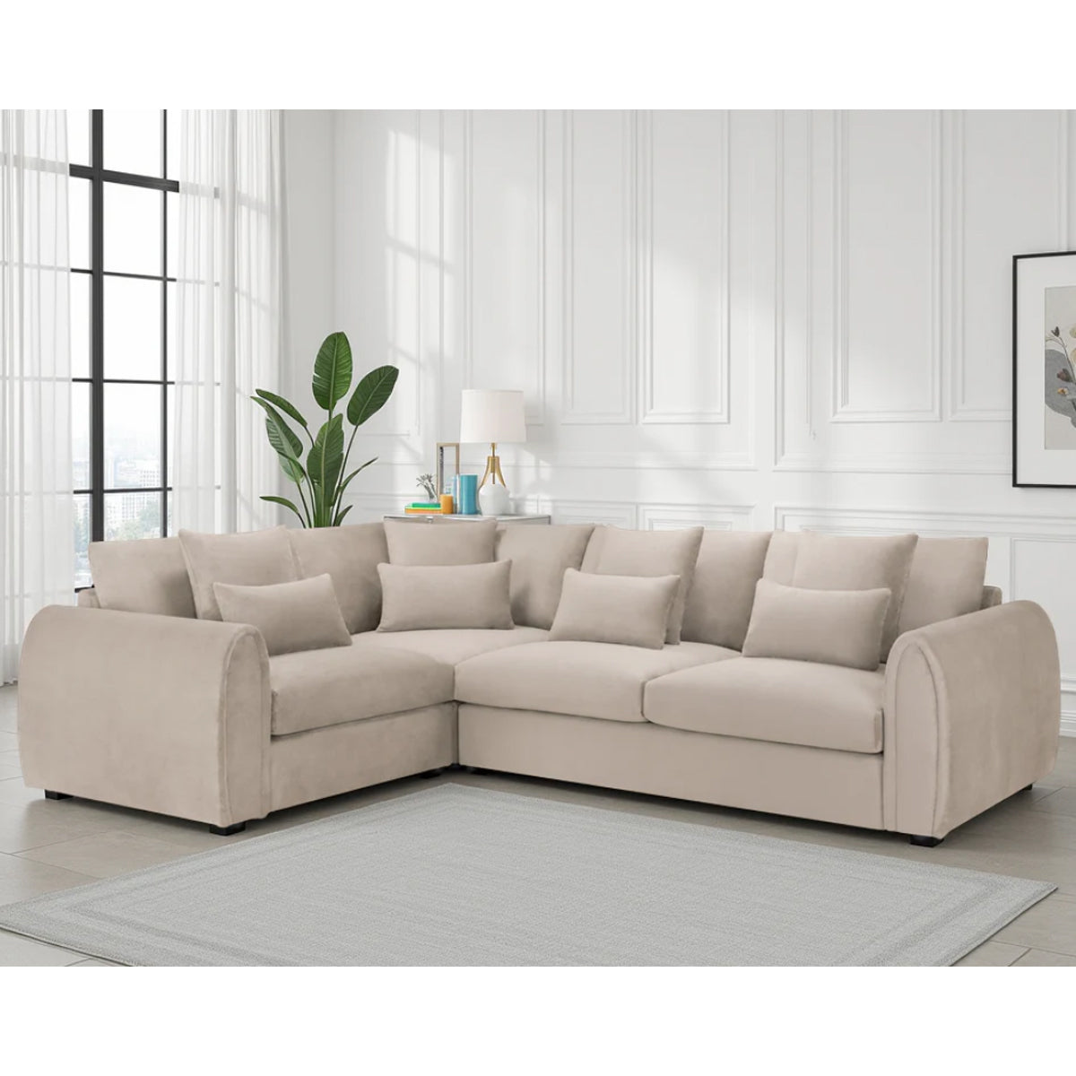 Velvet Corner Sofa Left Hand Facing - Mirabel