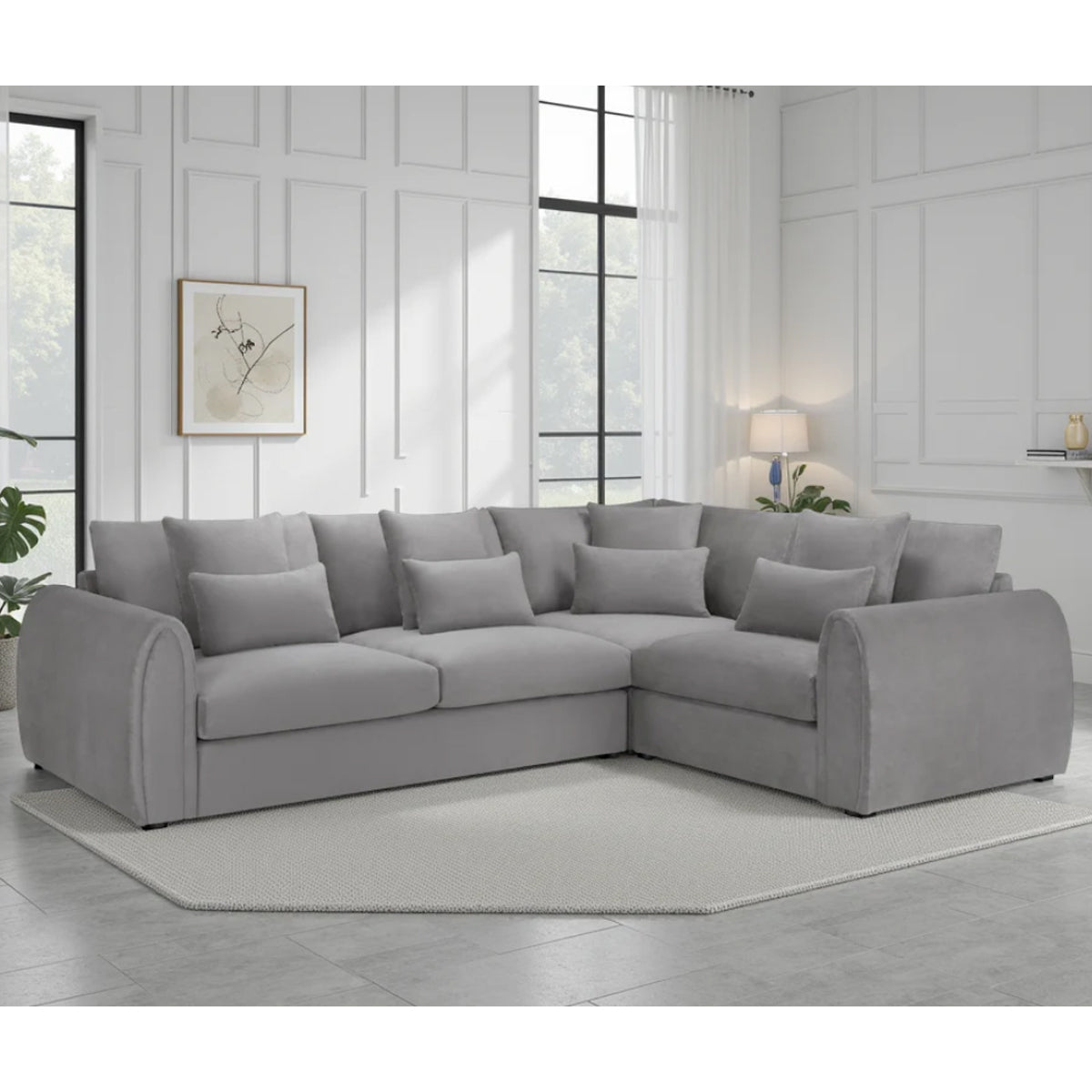 Velvet Corner Sofa Right Hand Facing - Mirabel
