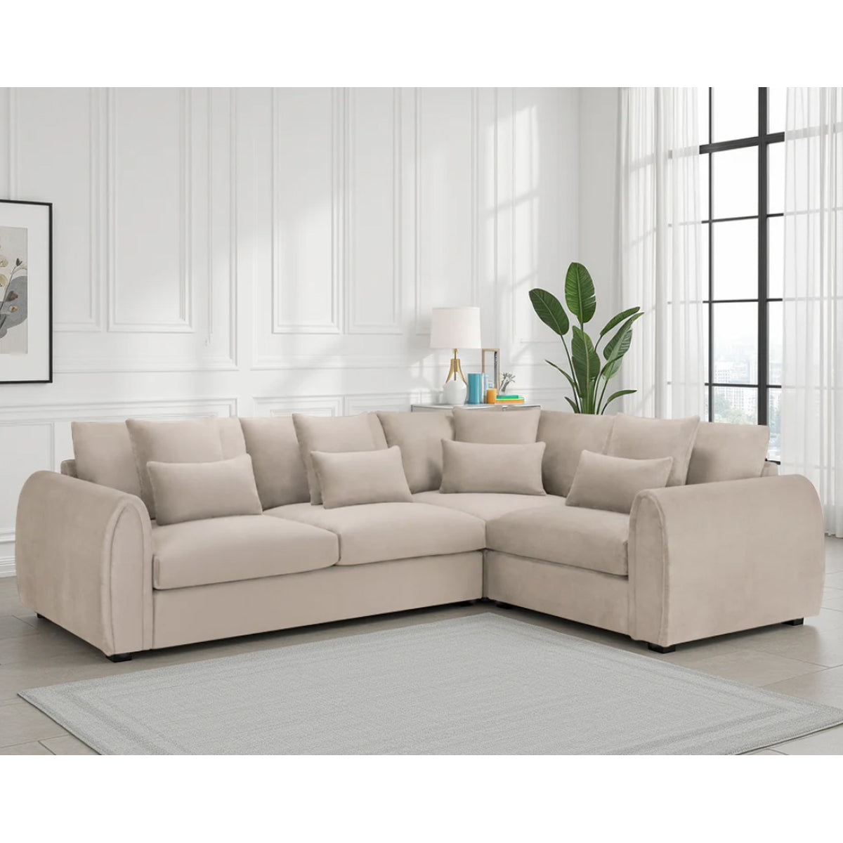 Velvet Corner Sofa Right Hand Facing - Mirabel