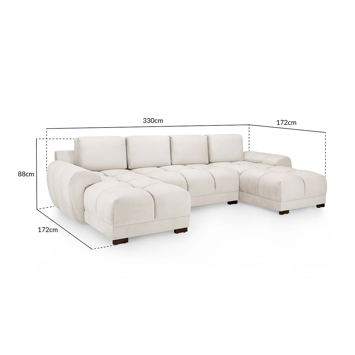 Velvet Corner Sofa in U Shape - Azzuro
